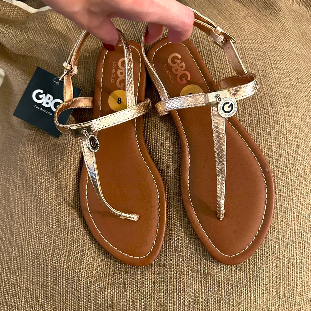 GBG Los Angeles Rose Gold Sandals size 8